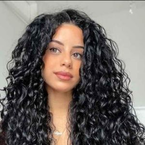 New Long  Curly Human Hair Extensions Blend 22" Full Set & Lace Closure